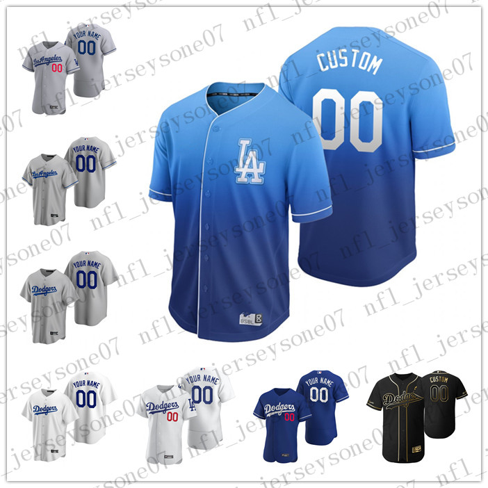 

Custom Mens women youth Los Angeless Dodgerss white grey blue Black Authentic Weekend 2020 Home Jersey, 14
