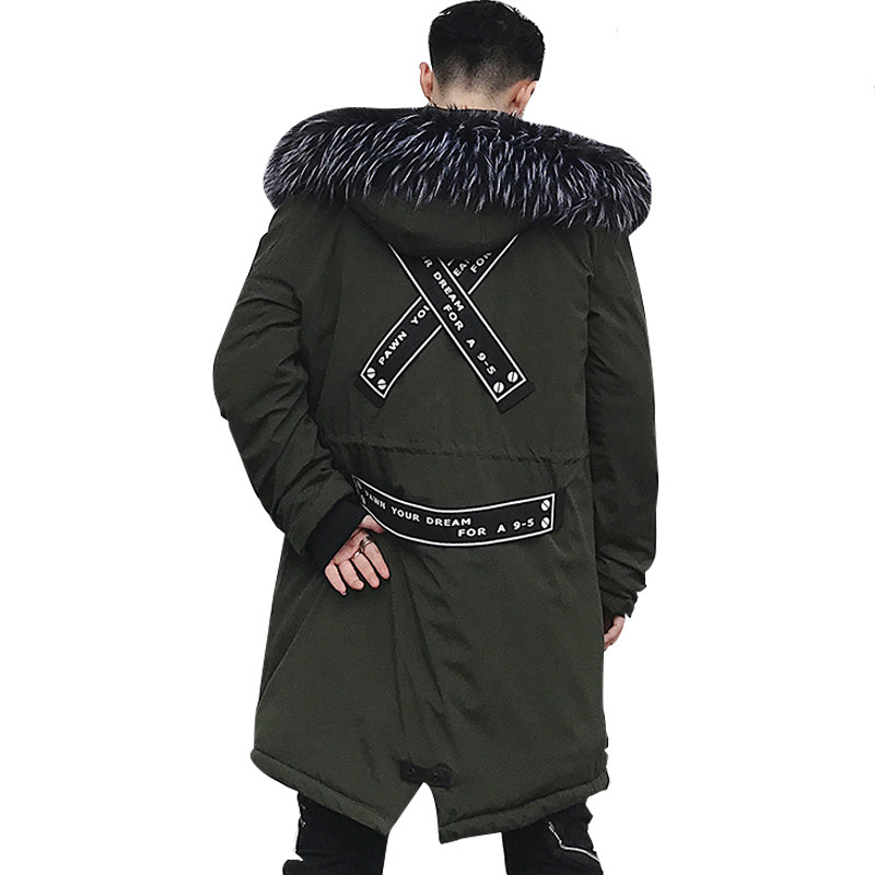 

Hip Hop Men's Winter Jackets 2019 New Fashion Casual Winter Jacket Men Hooded Warm Coats Parkas Men Thick Medium-Long Solid, Black