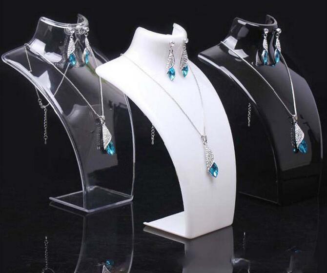 

Acrylic Mannequin Jewelry Display Earring Pendant Necklaces Model Stand Holder For Gift 2pcs/lot DS13