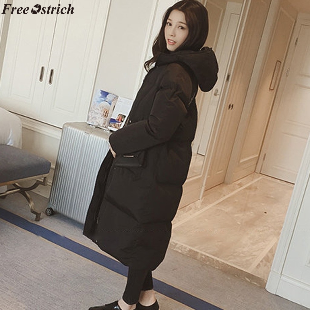 

SAGACE Autumn Winter Women Basic Jacket Coat Female Slim Hooded Cotton Coats Casual Female Medium-Long Jackets Jaqueta Feminina, Black