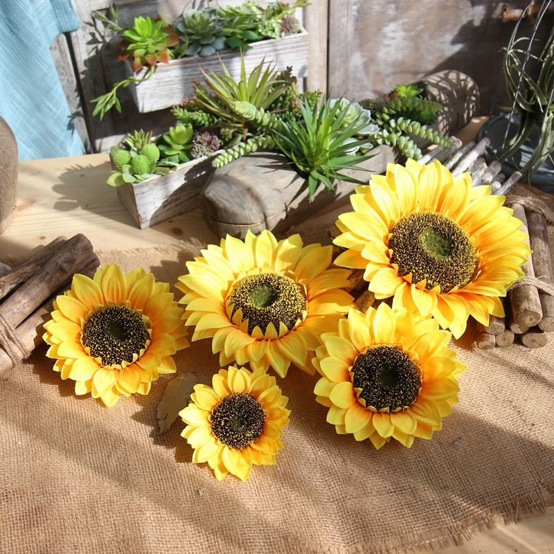 Sunflower Artificial Flowers Silk Sunflower Heads Wedding Flowers For Home Event DIY Decorations Supplies False Flower Many Size Available-image-517129553