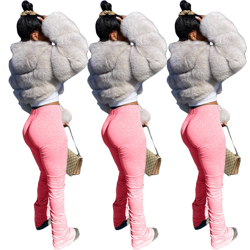 

Women' Pants & Caprisleggings joggers stacked sweatpants women ruched legging jogging femme sweat trousers, Black