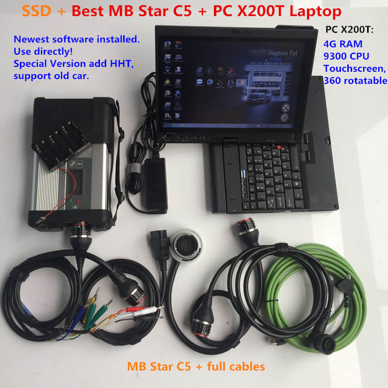 

MB Star C5 SD Connect C5 diagnostic tool with soft-ware version 2021.03V DTS Monaco X DSA Vediamo WIS in Laptop X200T touchscreen