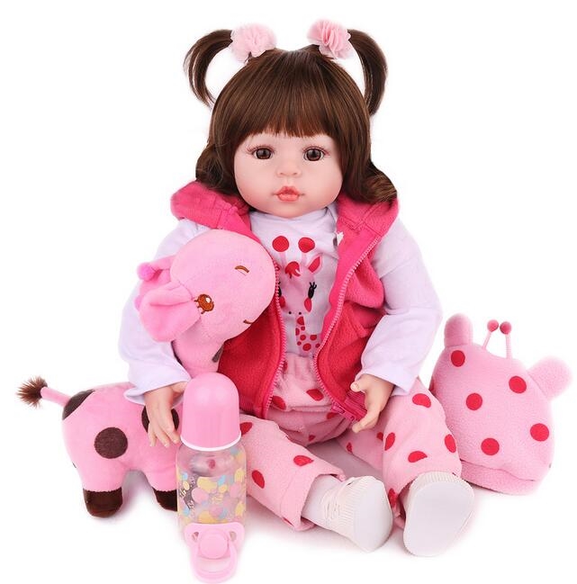 

Soft Reborn dolls Cloth body Playmate Cute toddler Handmade Silicone 55cm girl stuffed Toys
