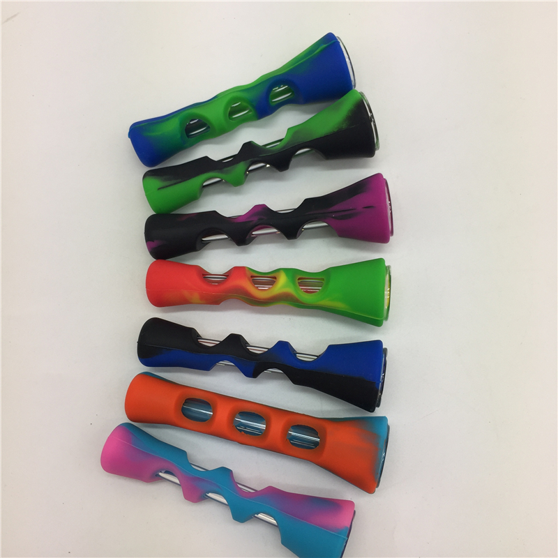 

MINI Silicone prometheus One Hitter Bat Cigarette Pipe 2in1 Glass Tobacco Pipe Cigarette Holder Silicone PIPE VS Twisty Glass Blunt IN STOC