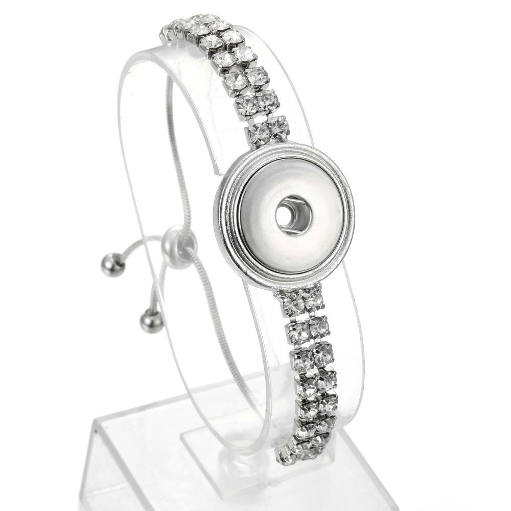 

Wholesale On Sale Noosa Chunk Jewelry Interchangeable Snap Bracelets Crystal Silver Chain 18mm Snap Button Bracelet Bangles