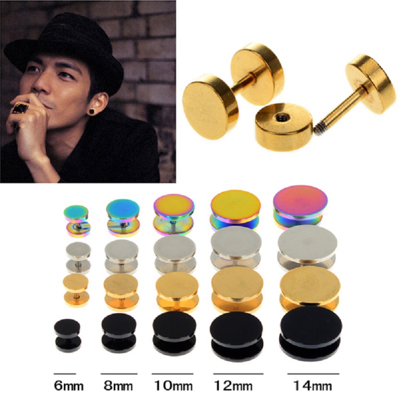 

10pcs Stainless Steel Faux Fake Ear Plugs Flesh Tunnel Gauges Tapers Stretcher Earring 6-14mm Piercing Jewelry
