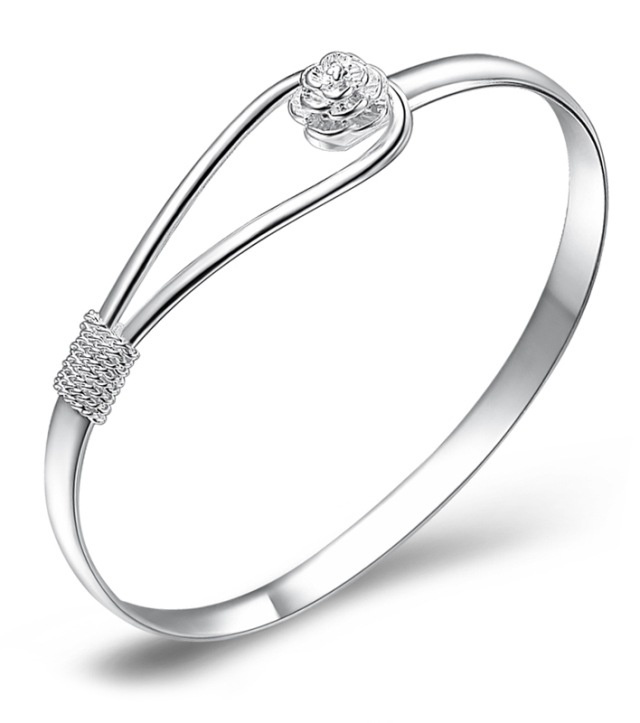 

Bangle Gift Accessories Jewelry Charm Party Cuff Silver Romantic Elegant Portable Women Bracelet
