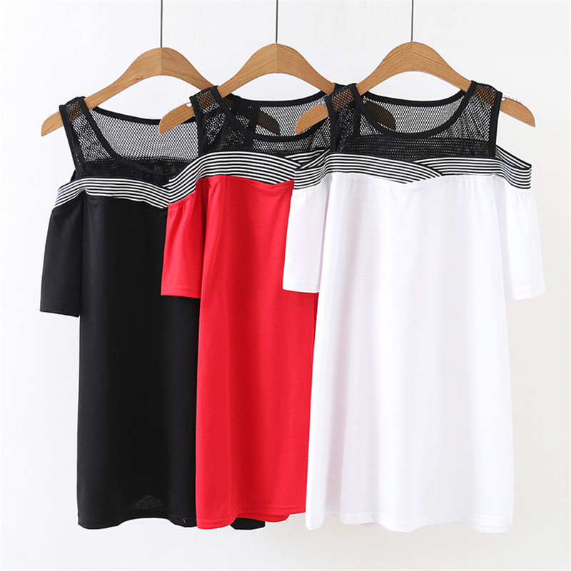 

oversize T shirt new 2020 spring summer big size Women long tee Shirt short Sleeve Ladies patchwork plus size, Black