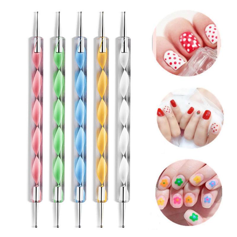 

5 PCS Nail Art Tools Dotting Pen Rhinestone Picker Gem Applicator Diamond Pencil Crystal Jewel Drill Acrylic Handle Professional