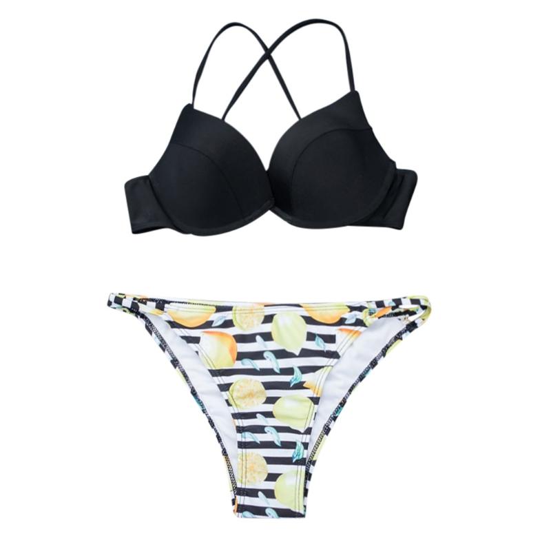 

Womail Women Sexy Striped Push-Up Padded Bra Beach Halter Bikini Set Swimwear separate female swimsuit 2020