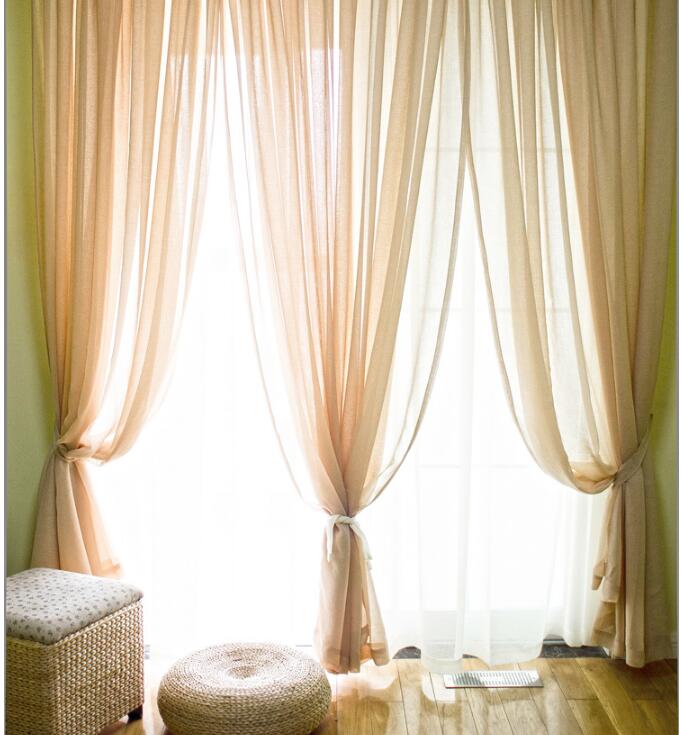 Sheer Curtains Plain Nordic linen Window Treatments curtain screens engineering fabrics cotton screen-image-496142051