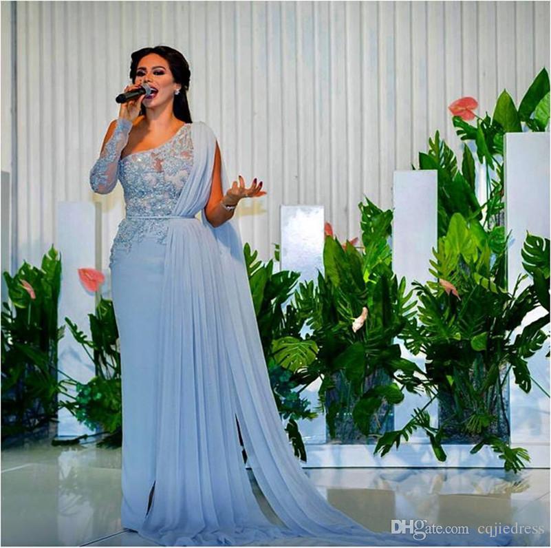 one shoulder cape sleeve dress