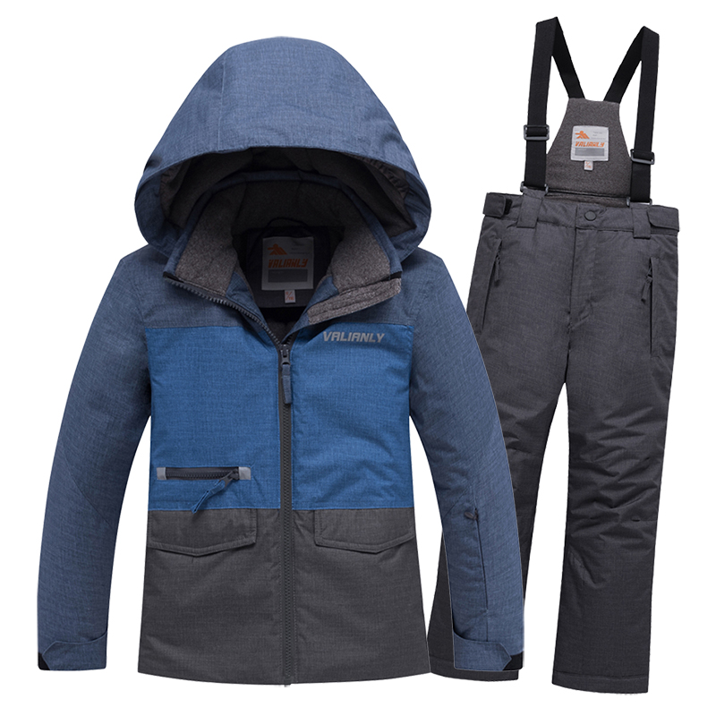 

2020 Kids Boys Ski Suit Children Winter Snow Suit Boys Warm Skiing Jacket Pants 2 Pieces Waterproof Windproof Snowboarding Sets, Blue