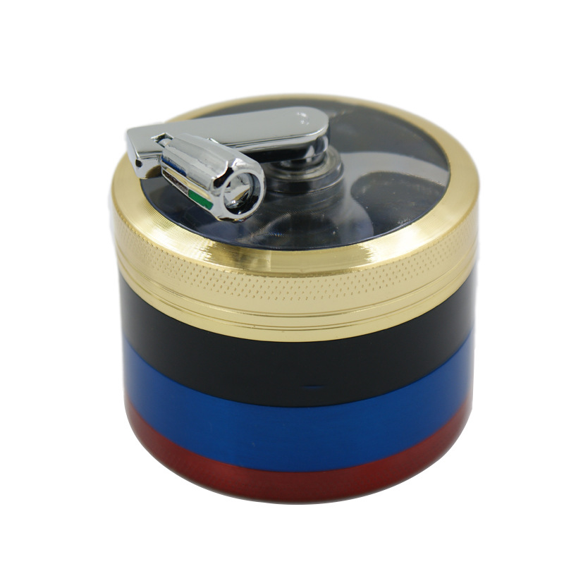 

Wholesale Colorful Grinders 4 Layers Diameter 63mm Handle Hand Crank Grinders Herb Grinder Rainbow Style Tobacco Grinders For Smoking GR184