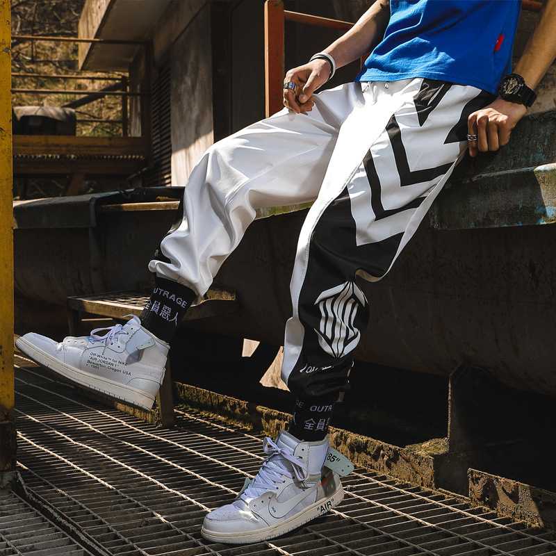 

Men Hip Hop Side Striped Joggers Pants 2020 Man Streetwear Color Block Sweatpants Male Summer Thin Fashions Track Pants, Black