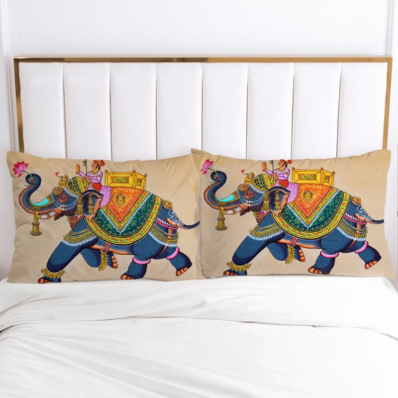 

2PCS 3D Pillow Cover 65x65 50x75 Bohemian elephant Decoration Throw Pillow Cases Bedding PillowCase Customize any size design, Bohemian 052-white-p