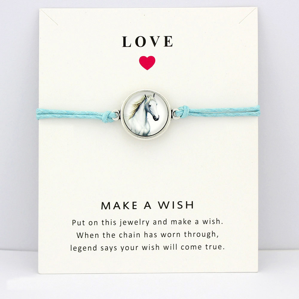 

Horse Love Owls Unicorn Charm Card Bracelets Kangaroo Tree Branches Birds Animal Wax Cord Women Men Girl Boy Jewelry Gift