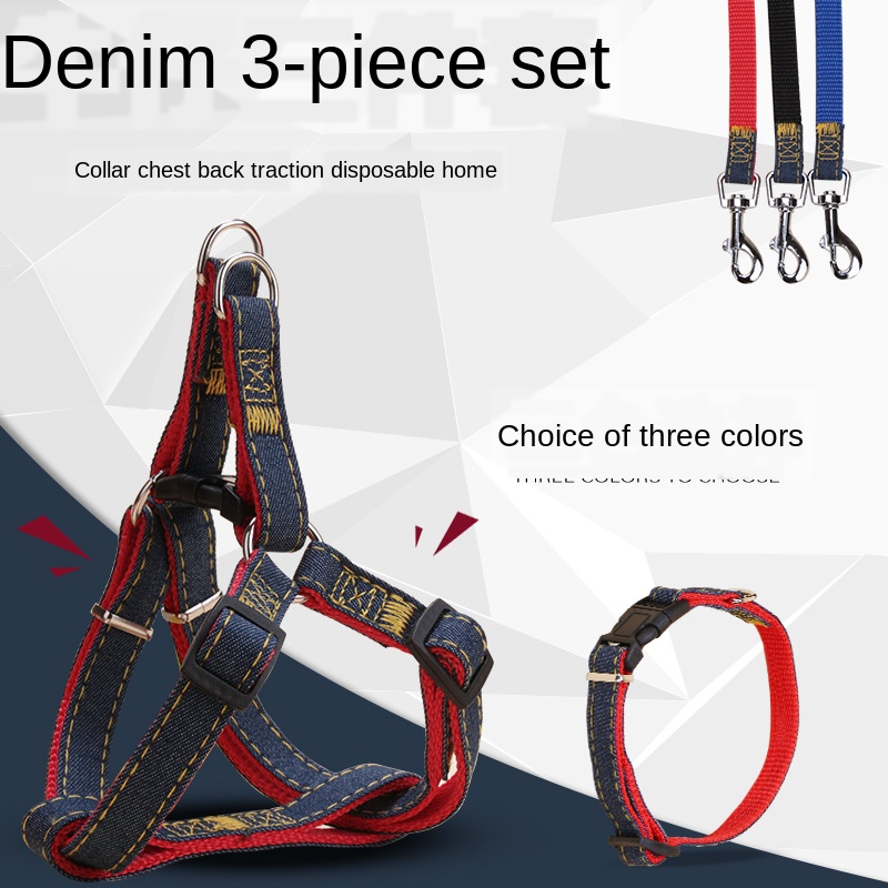 

3pcs Dogs Leash Harness Adjustable Collar Set Nylon Pet Lead Vest Small Medium Large for Walking Training