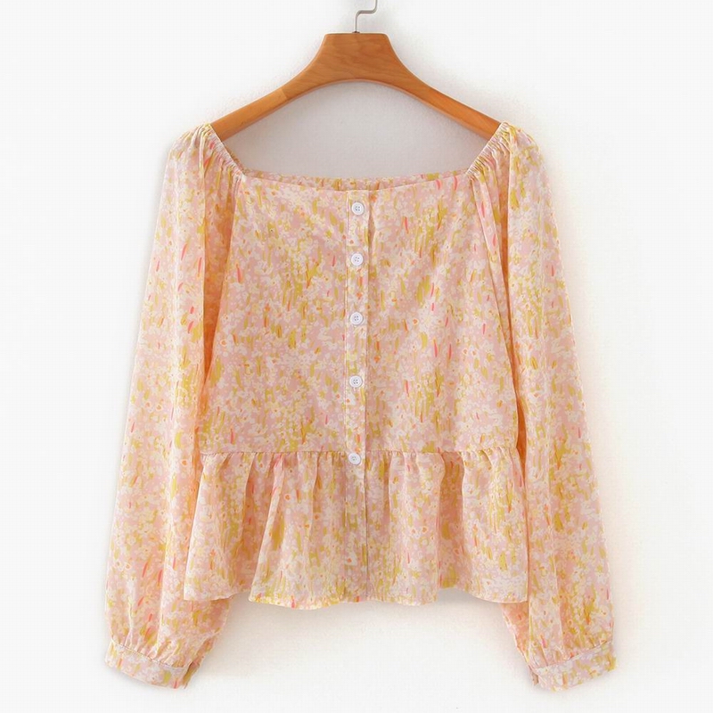 

Slim Women Shirt Summer 2020 New Fashion Floral Prints Blouse Female Long Sleeve Shirts, As photo