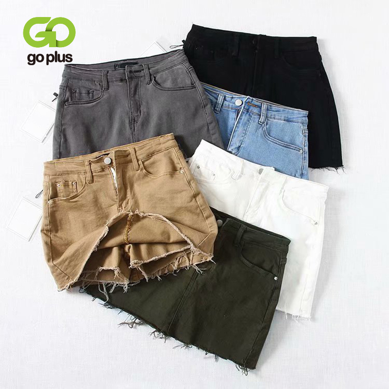 

GOPLUS Women Denim Shorts Skirts High Waisted Shorts Black White Summer Clothes Mujer Female Jeans Spodenki Ropa Mujer C9806
