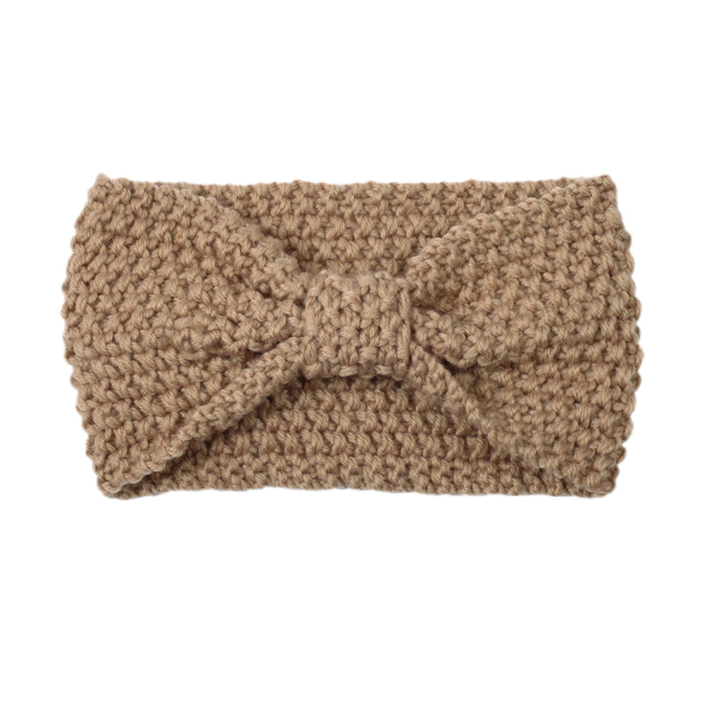 

Winter Warm knitting Cross Headwear Women Solid Fabric Headband Female Wool Bow Thick Turban Crochet Wide Wrap Stretch Headdress