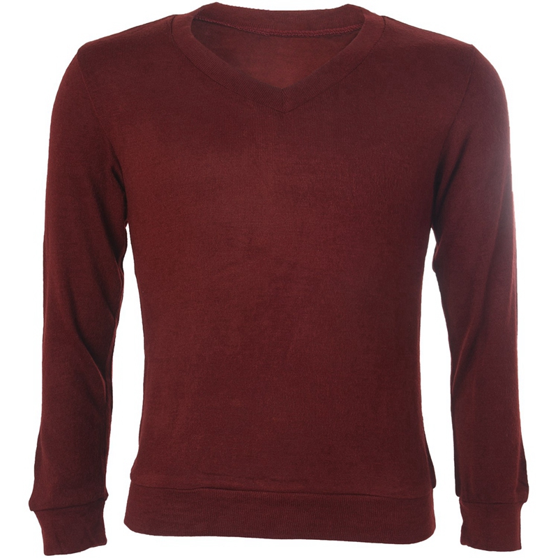 

Men Casual Slim Fit V-neck Knitted Cardigan Pullover Jumper Sweater Tops Black - Red wine, As pic