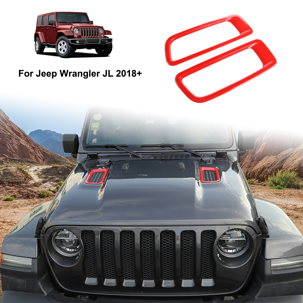 

Red Car Engine Hood Air AC Outlet Vent Decoration Cover Sticker For Jeep Wrangler JL 2018+ Auto Exterior Accessories