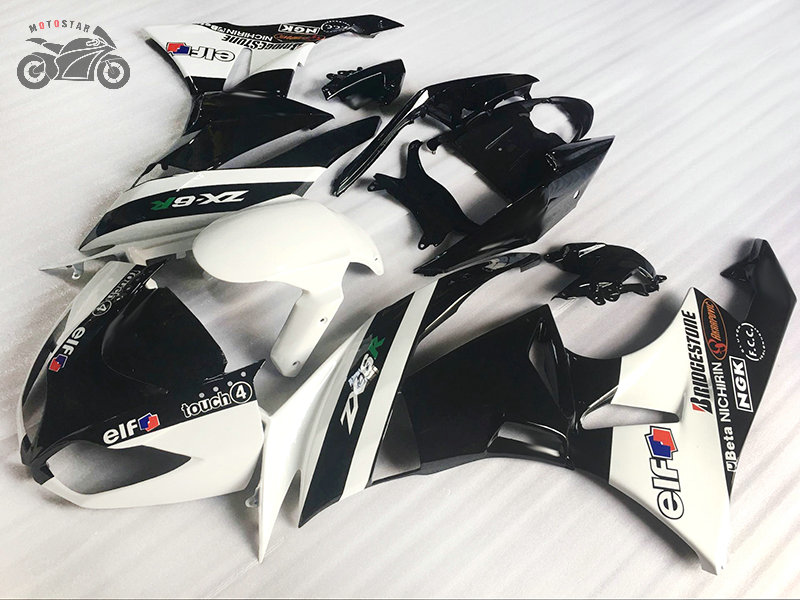 

Aftermarket fairings kit for KAWASAKI NINJA ZX-6R 2009 2010 2011 2012 white black body fairing kits 2009-2012 ZX6R ZX 6R 636 ZX636, Same as the picture