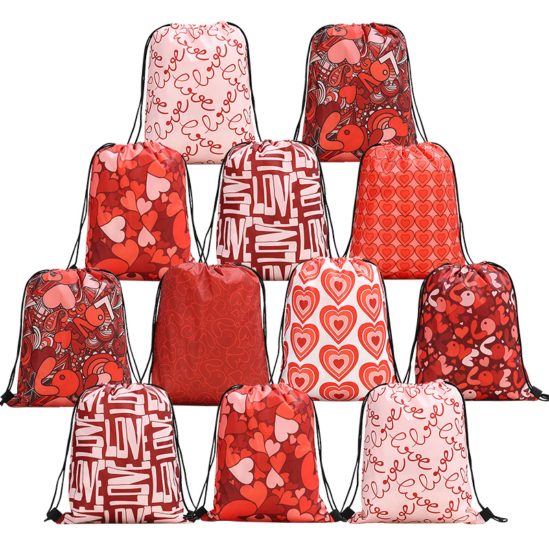 

New Style Drawstring Backpack Valentine's Day Printed Backpack Valentine's Day Gift Shopping Bags Free Shipping WB865