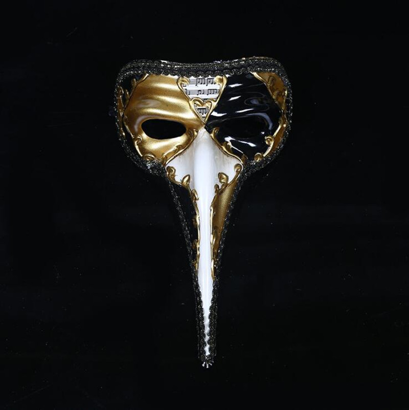 

Venetian mask long nose Halloween masquerade mask painted antique Venetian mask proboscis Wang adult male models, Black
