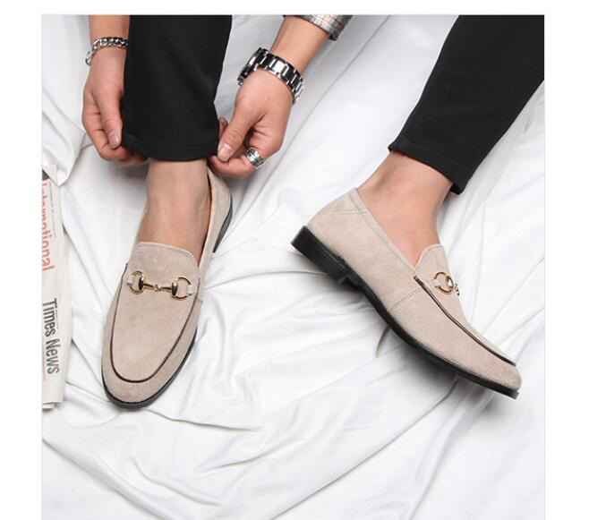 

Hot Sale-g Men Velvet Loafers Party wedding Shoes Europe Style Black brown gray Vel