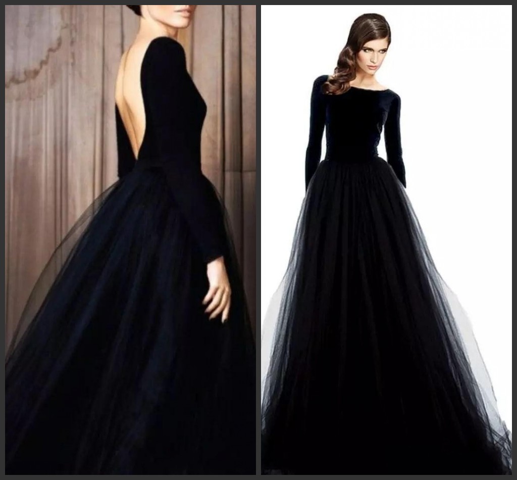 long sleeve black velvet maxi dress