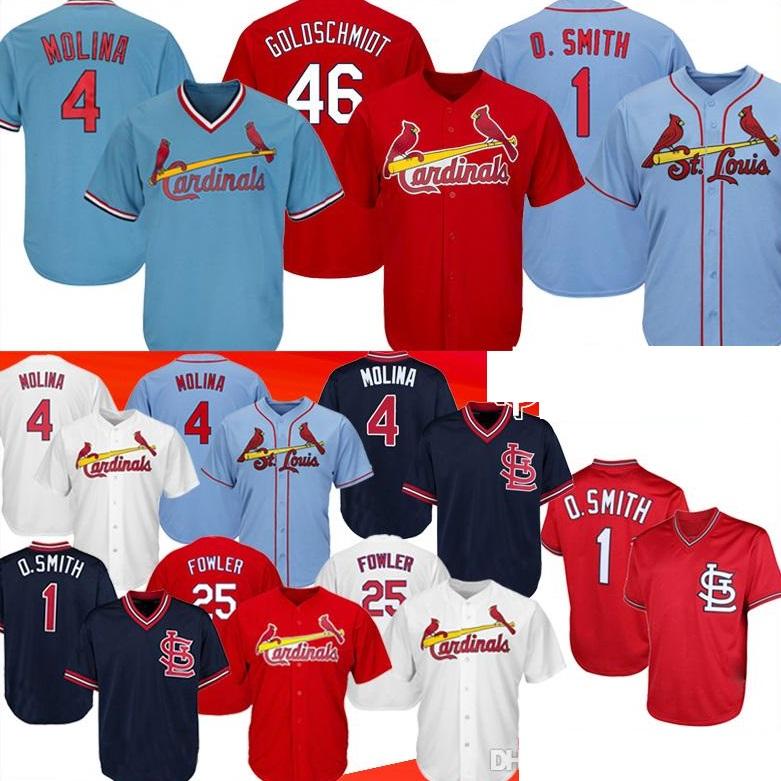 

Goldschmidt 4 Yadier Molina Jerseys Men 1 Ozzie Smith 25 Dexter Fowler 46 Paul Goldschmidt Jersey, As shown in illustration