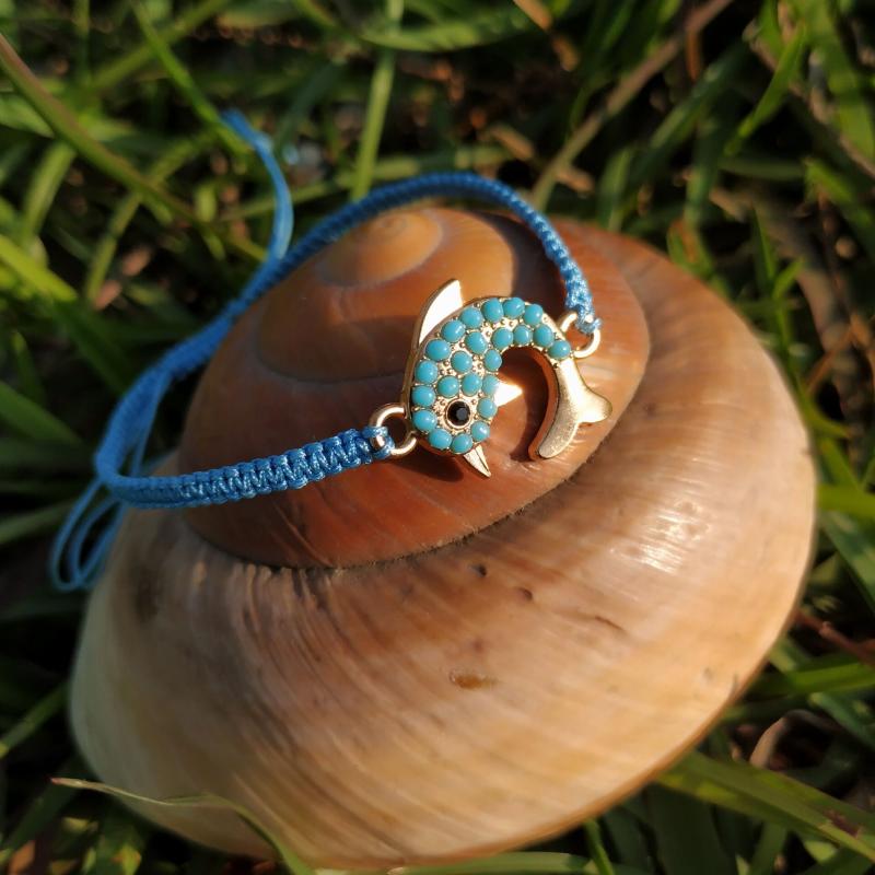 

Charm Bracelets Women's Fashion Jewelry Bracelet Hand Woven Blue Dolphin Girl
