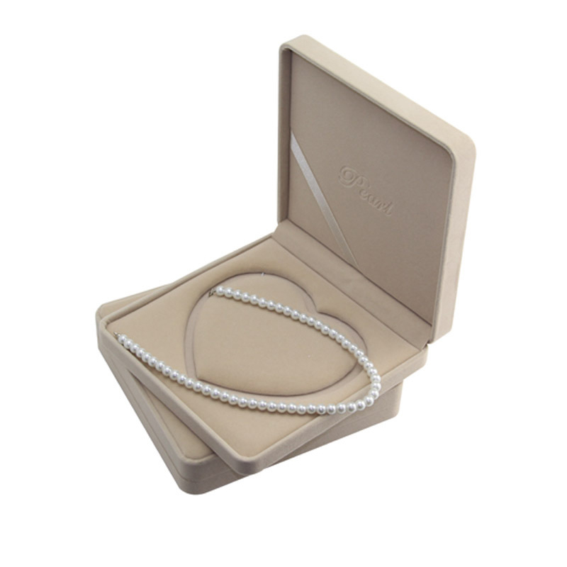 Free delivery Jewelry Packaging Box Velvet Pearl Necklace Gift Present Box Necklace Storage Case Heart shaped box Blue, beige-image-500404977