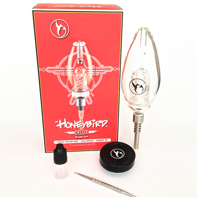

Honeybird Delux Kits with Titanium Tip Quarzt Nail Ceramic 3 Kinds of Tips Water Glass Pipe Micro NC Glass Bong