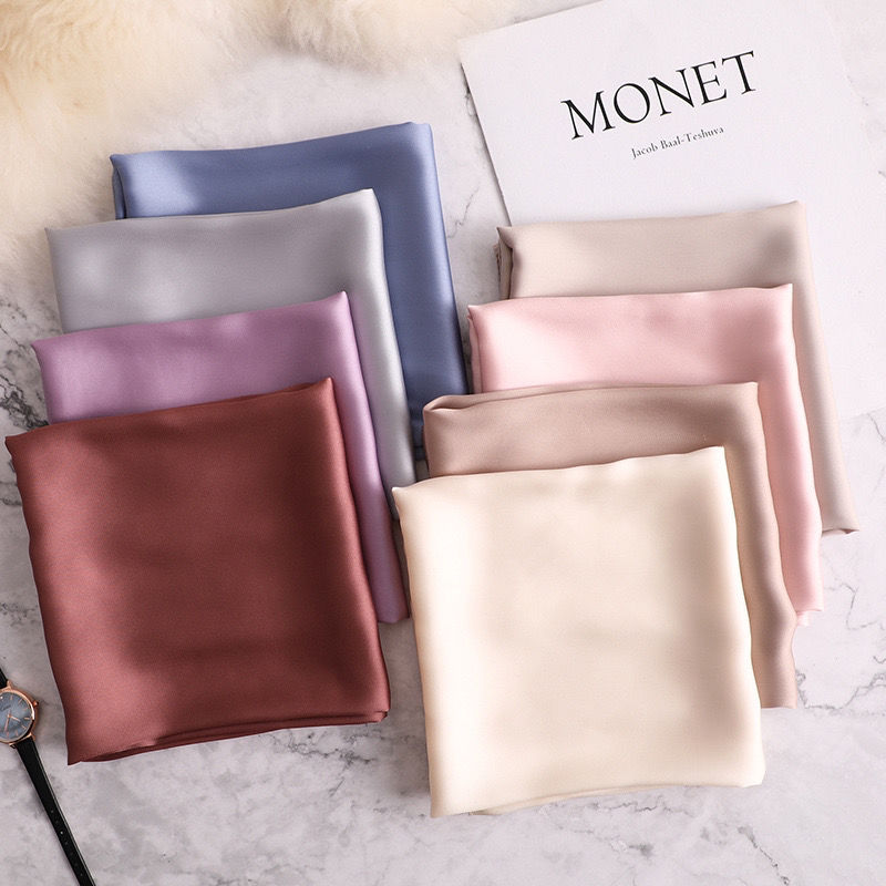 

Korean Style Solid Color 70 Small Square Scarf Small Scarf Female Spring and Autumn Summer Fashion All-match Work Professional, Black