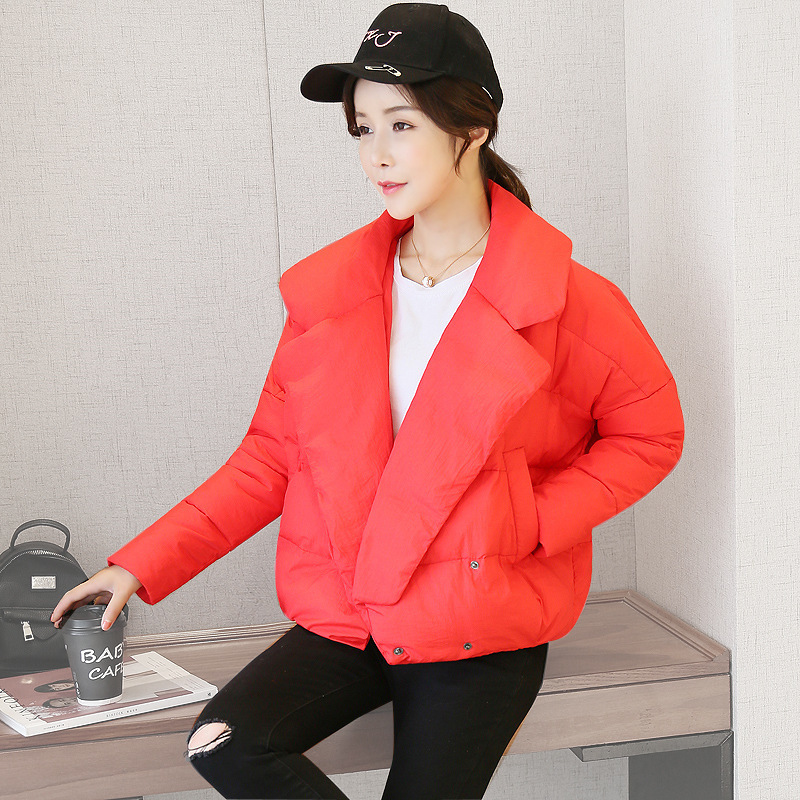 

Autumn Winter Ladies' duck jacket New Fashion Short Turn down Collar Female Bread Parkas Abrigos Mujer LX1040, Black