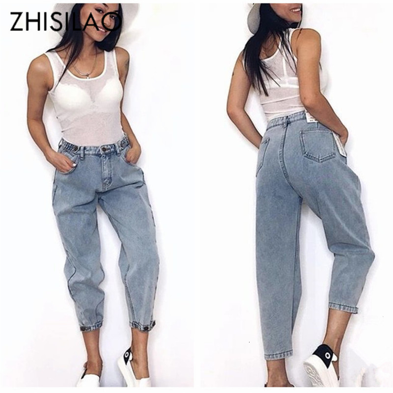 

Women 2019 Mom Jeans Harem Casual Denim Pants Boyfriends Femme Trousers Rippe Vintage Retro LY191203, No fur