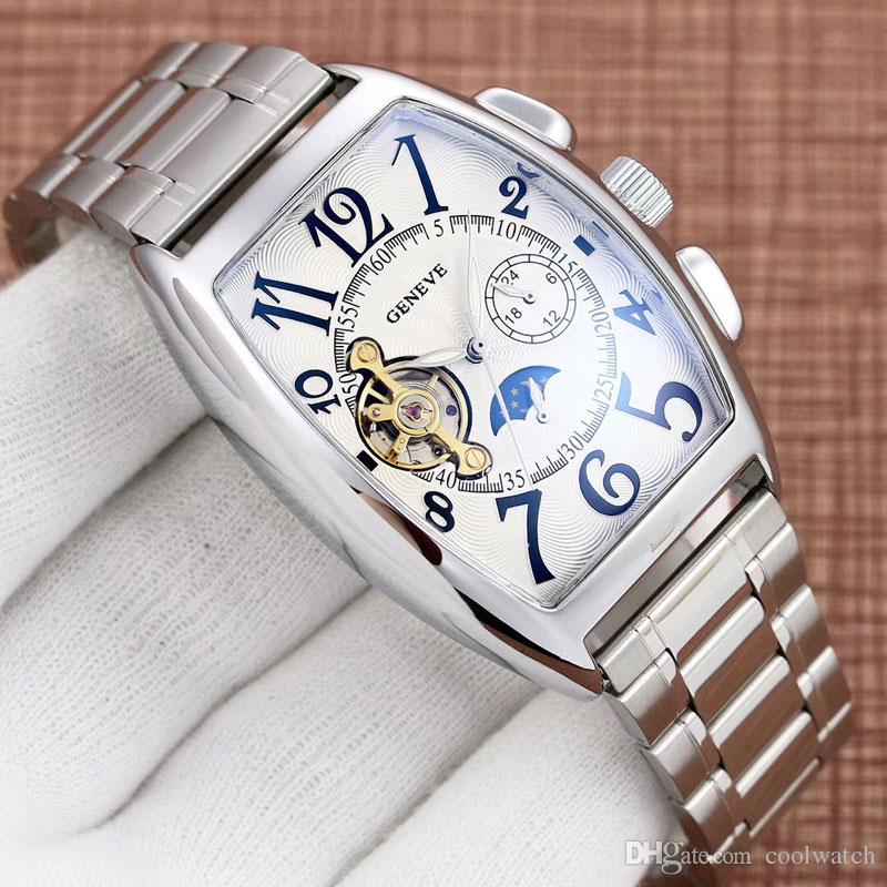 

All Sub-dials Work Top Fashion men watches Mechanical Automatic Leather Strap Wristwatches For mens Watch best gift Wholesale, Black dial