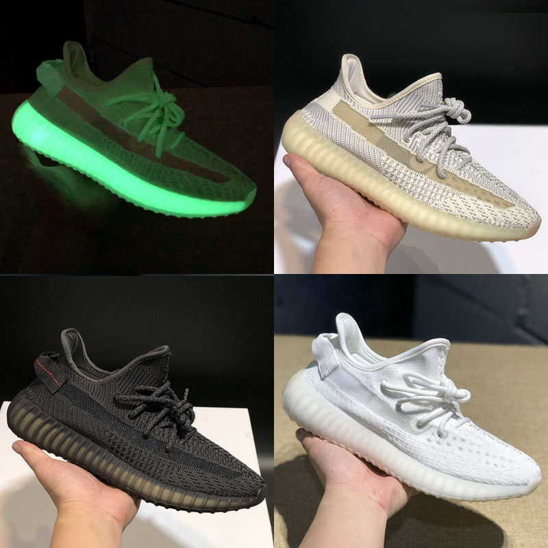 

2019 Kanye West Clay V2 Static Reflective 3M GID Glow In The Dark Mens Running Shoes Hyperspace True Form Women men Sport Designer Sneakers, As photo 11