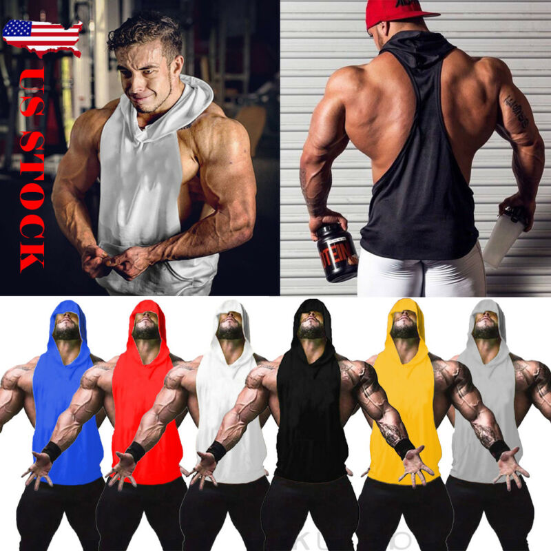 dianDIAN-GE Sudadera sin Mangas con Capucha para Hombre Casual Entrenamiento con Capucha Muscular Ropa de Gimnasio para Correr Fitness