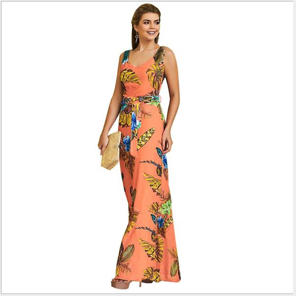 

598 Women's Jumpsuits,Casual Dresses, Rompers skirt floral dress with sleeveless dresses nuevo estilo vestido para chicas mujeres wt19, As pic