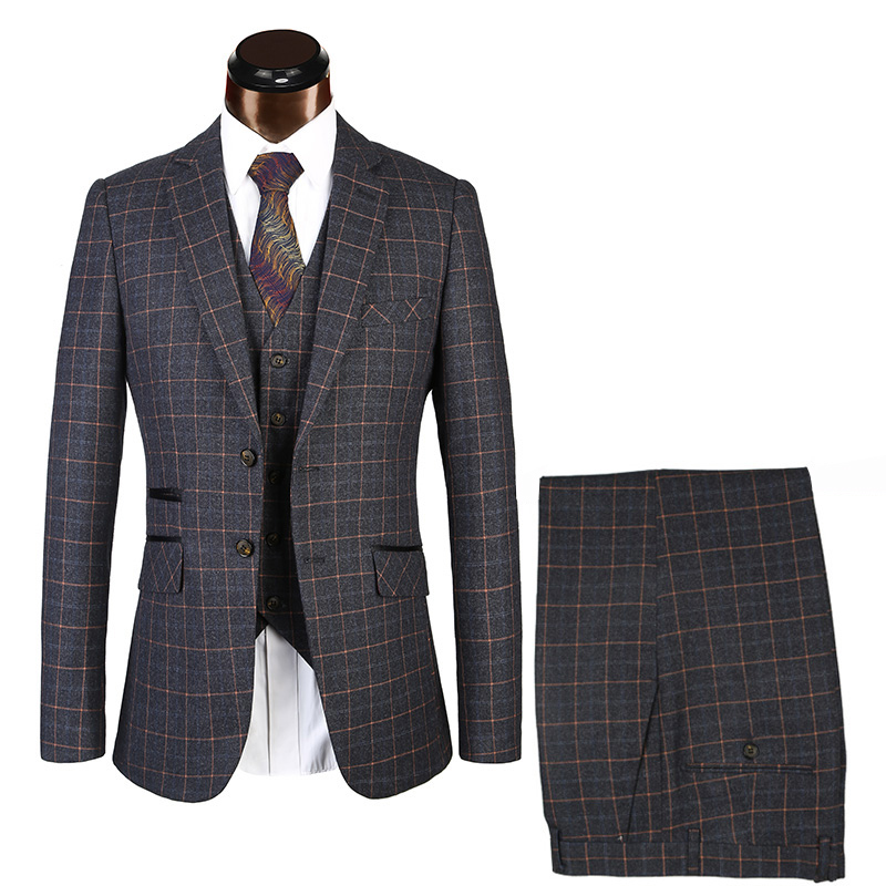 

Black Plaid Suits Herringbone Retro Gentleman Style Men' Suits Tailor Plus Size 56 Mens Suit 3 Piece Jacket+Pants+Vest
