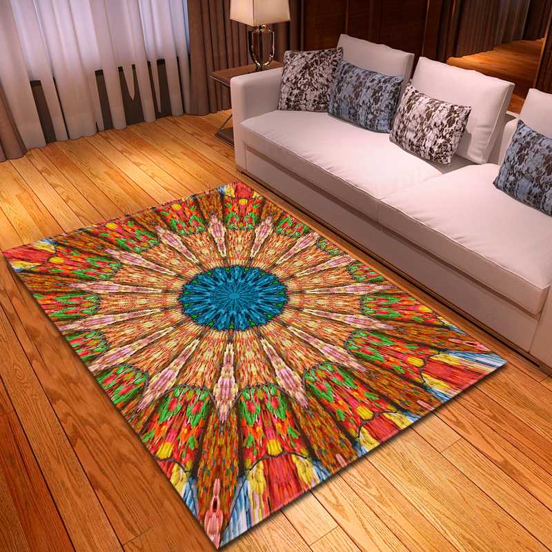 

National Style Bohemia Rug Carpet Parlor Mat Bedroom Area Rugs Home Decorative Soft Flannel Sofa Mandala Living Room Carpets, No-2