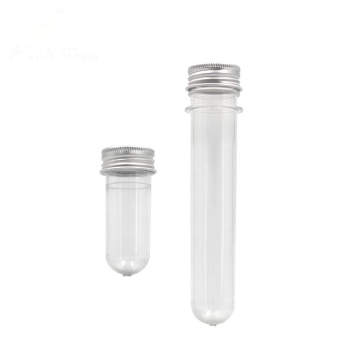 

20ML 40ML PET Clear Plastic Empty Refillable Test Tube Bottle With Aluminum Caps Container For Sample Cosmetic Candy Mask Vial SN2327