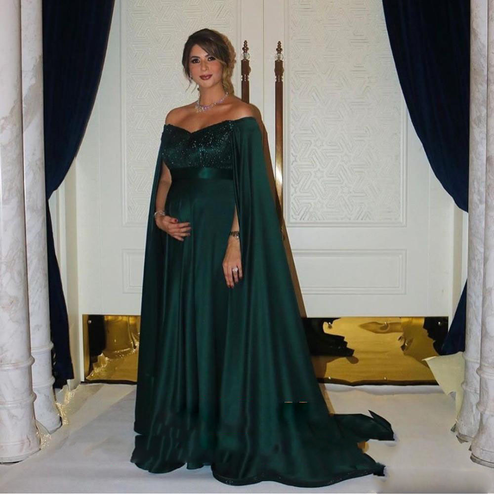 

robes de soirée African Dark Green Satin Prom Dresses With Cape Elegant Long Formal Evening Gowns Arabic Party Dress vestido de fiesta, Yellow