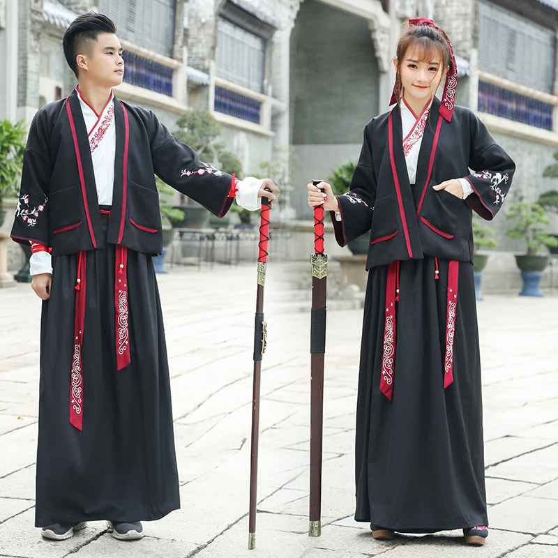 

Chinese Traditional Costume Hanfu For Men Women Fairy Festival Outfit Stage Dance Dress Oriental Embroidery Folk Dress BL4055, Only coat