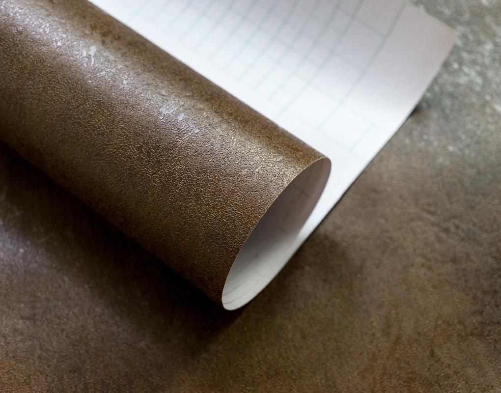 

Embossed Vintage Brown pvc Self Adhesive Wallpaper Roll Waterproof Sticker Film, As pic